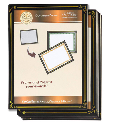 6 de 8.5x11 do certificado blocos do quadro do documento, papel/quadros plásticos do certificado da concessão