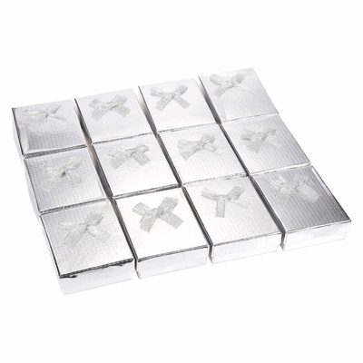 A caixa de joia do papel de prata/caixa de presente 12 remenda em 2,7 x 1 x 3,5 polegadas
